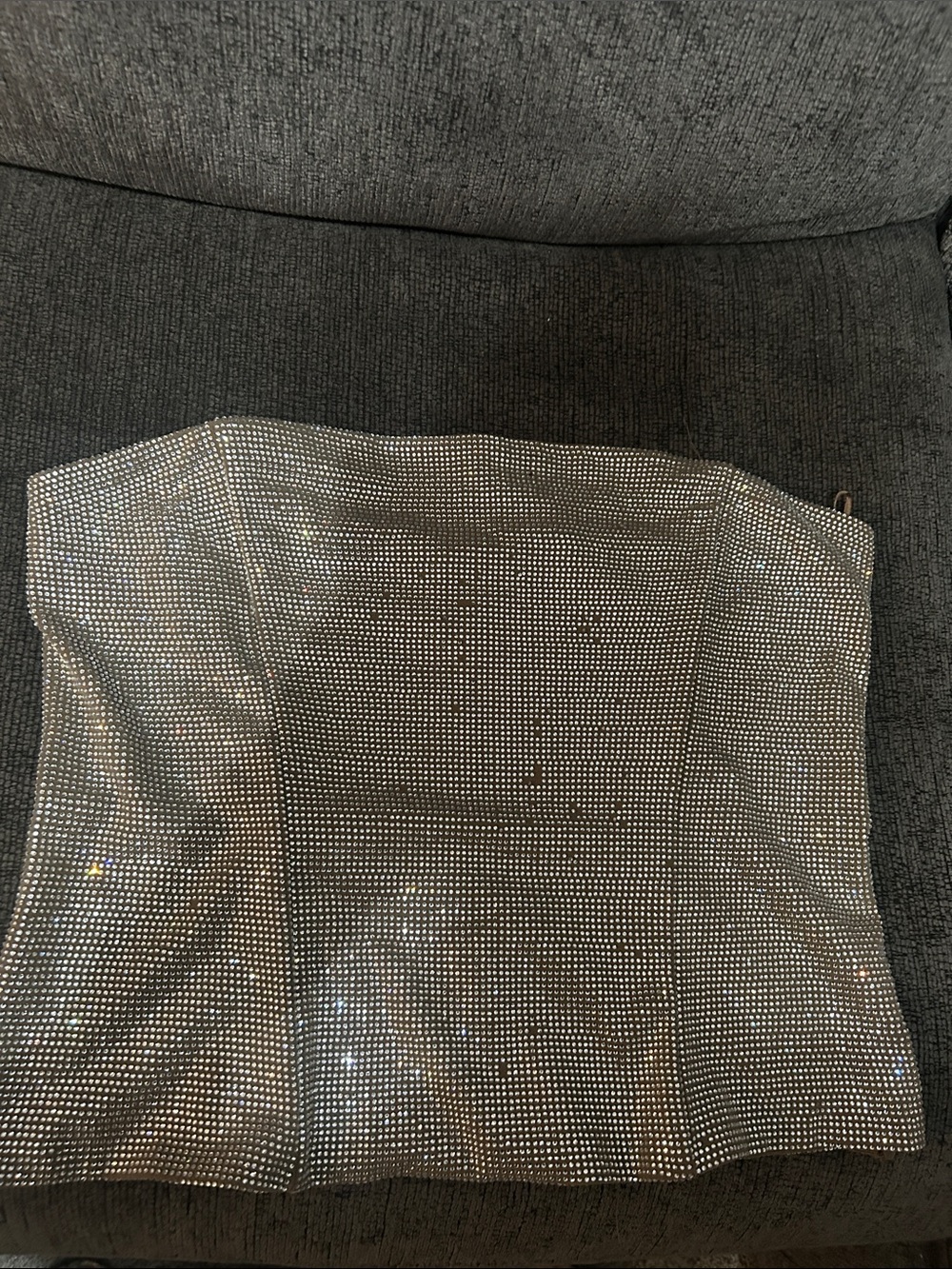 Zara Silver Rhinestone Strapless sequin Halter top!
